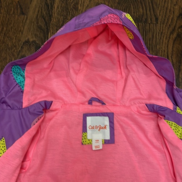 Cat & Jack Girls Purple Heart Rain Jacket, 18 Months - Picture 4 of 7